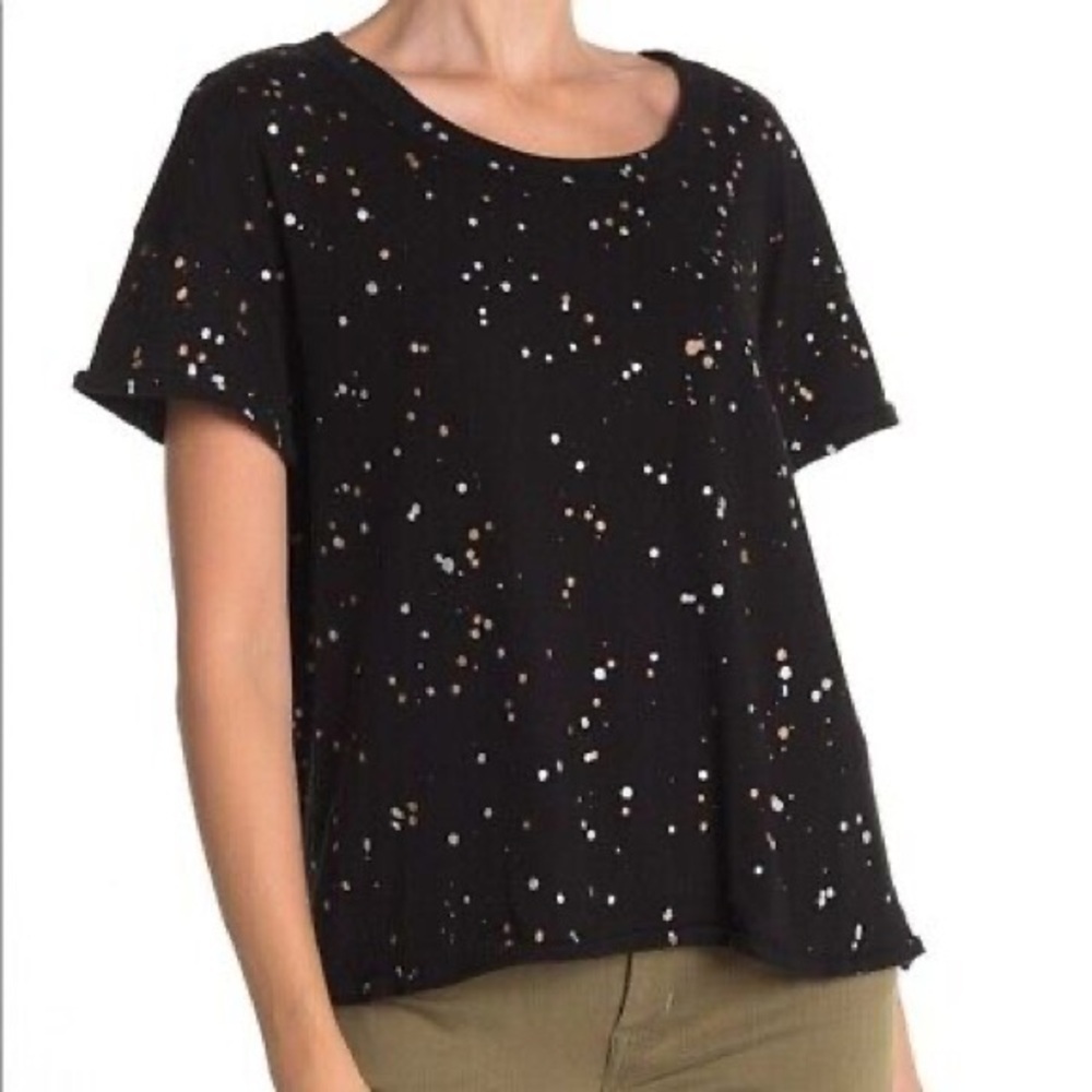 Splendid Metallic Splatter Paint Cropped Tee size small